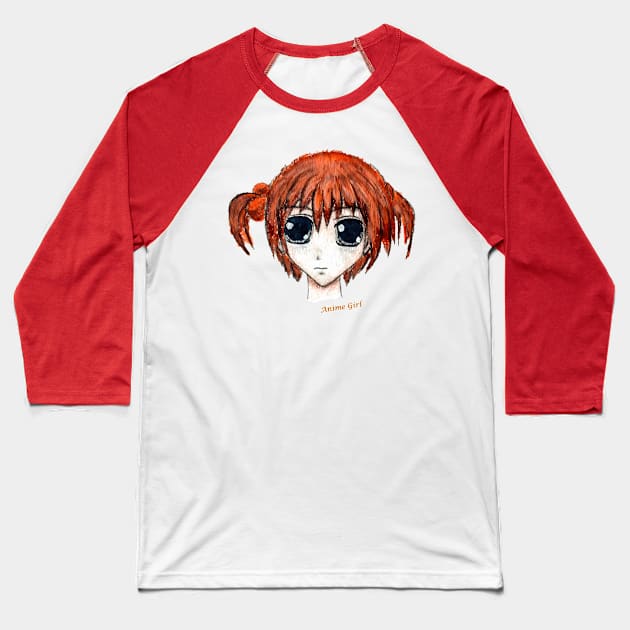 Anime Girl Baseball T-Shirt by Evgeniya